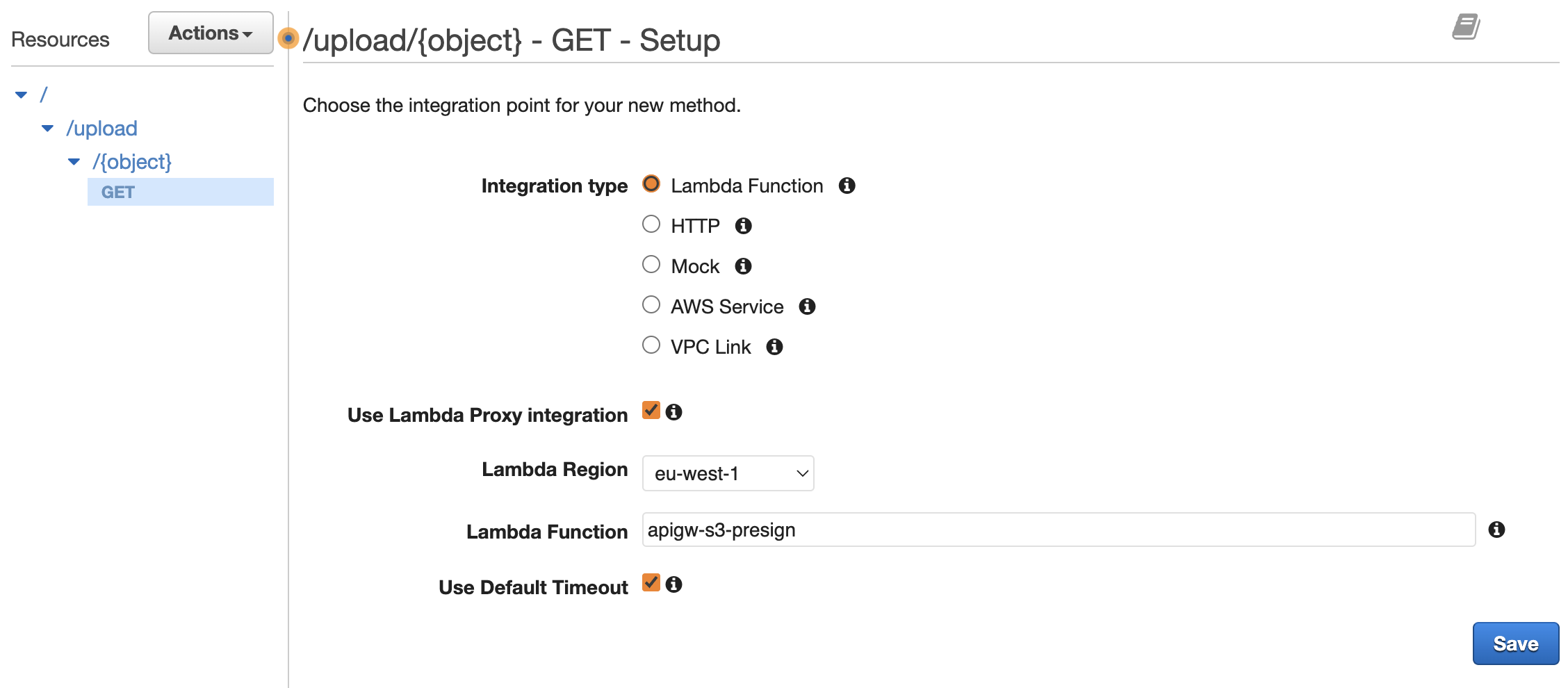 API Gateway Lambda Presign Integration
