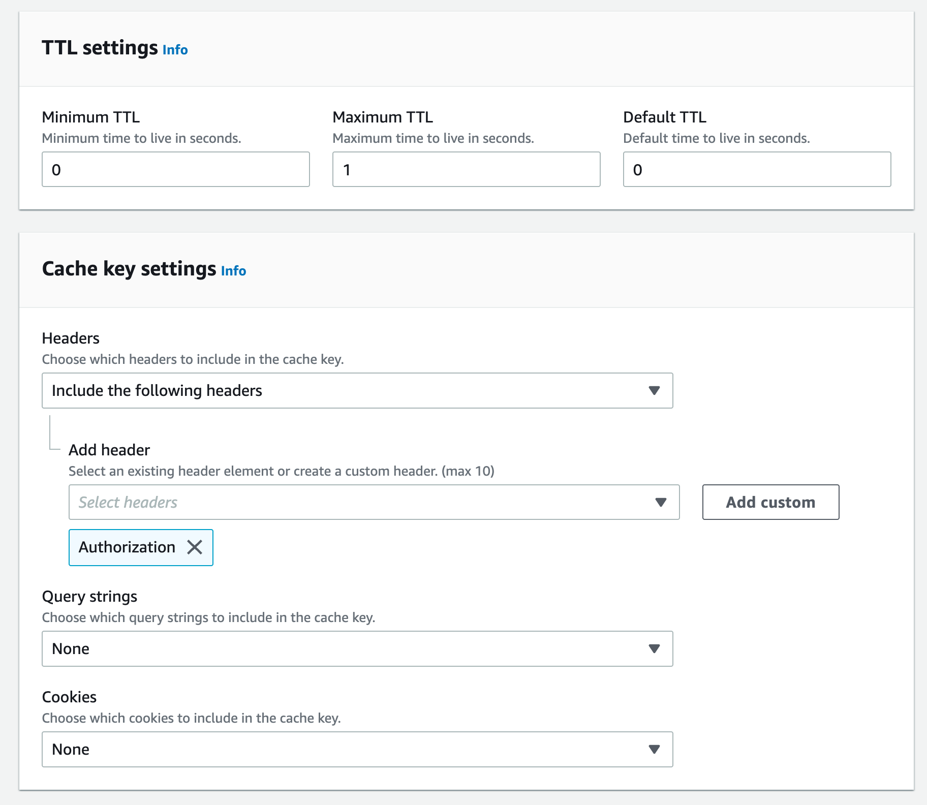 cache key settings