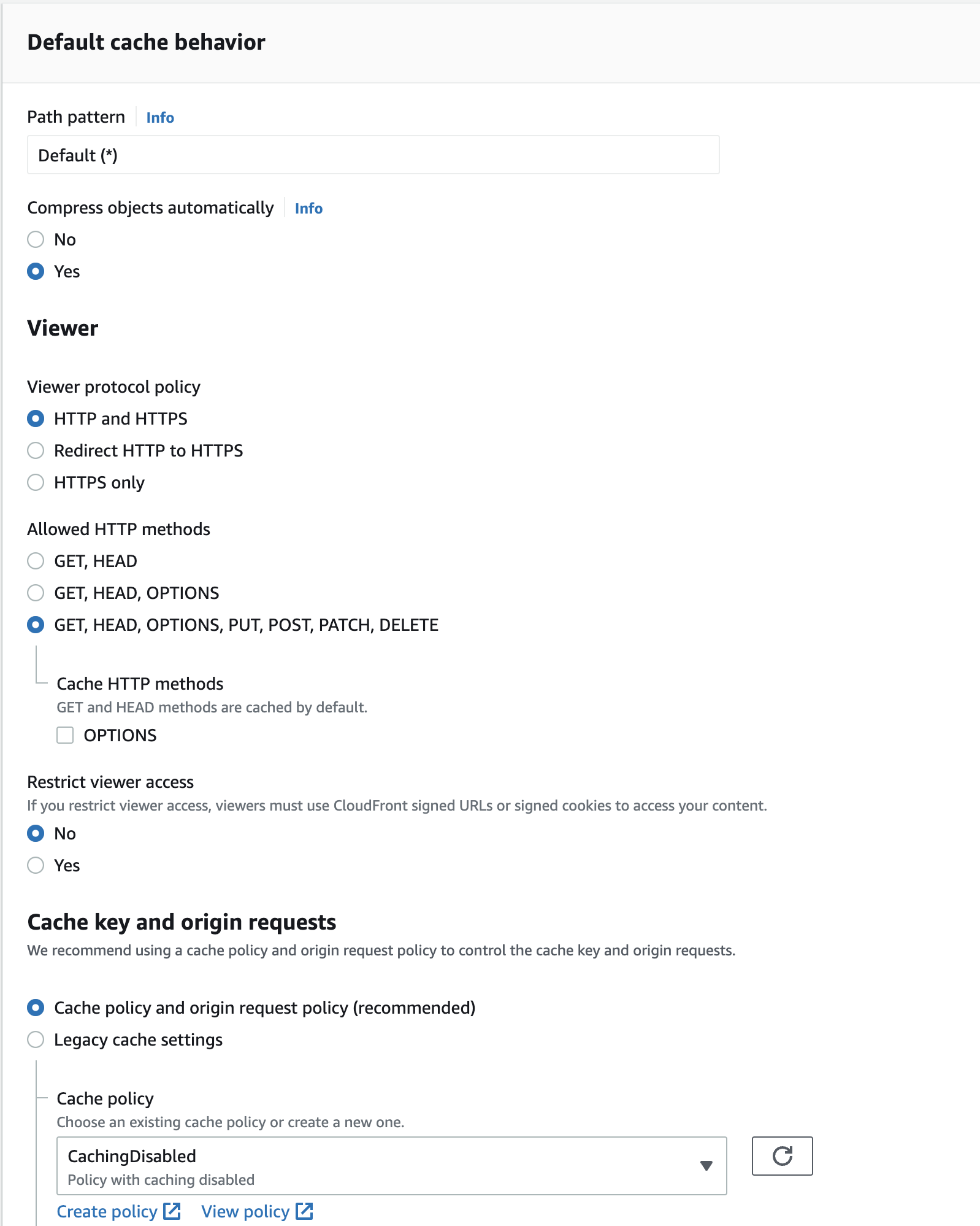 CloudFront Distribution Settings 2